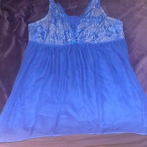 Cacique Royal Blue Sheer and Lace lingerie 26/28